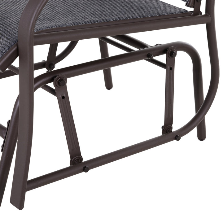 3pc Rocker Glider Bistro Seat Chairs w Table for Patio Backyard Garden Deck Porch, Brown & Grey