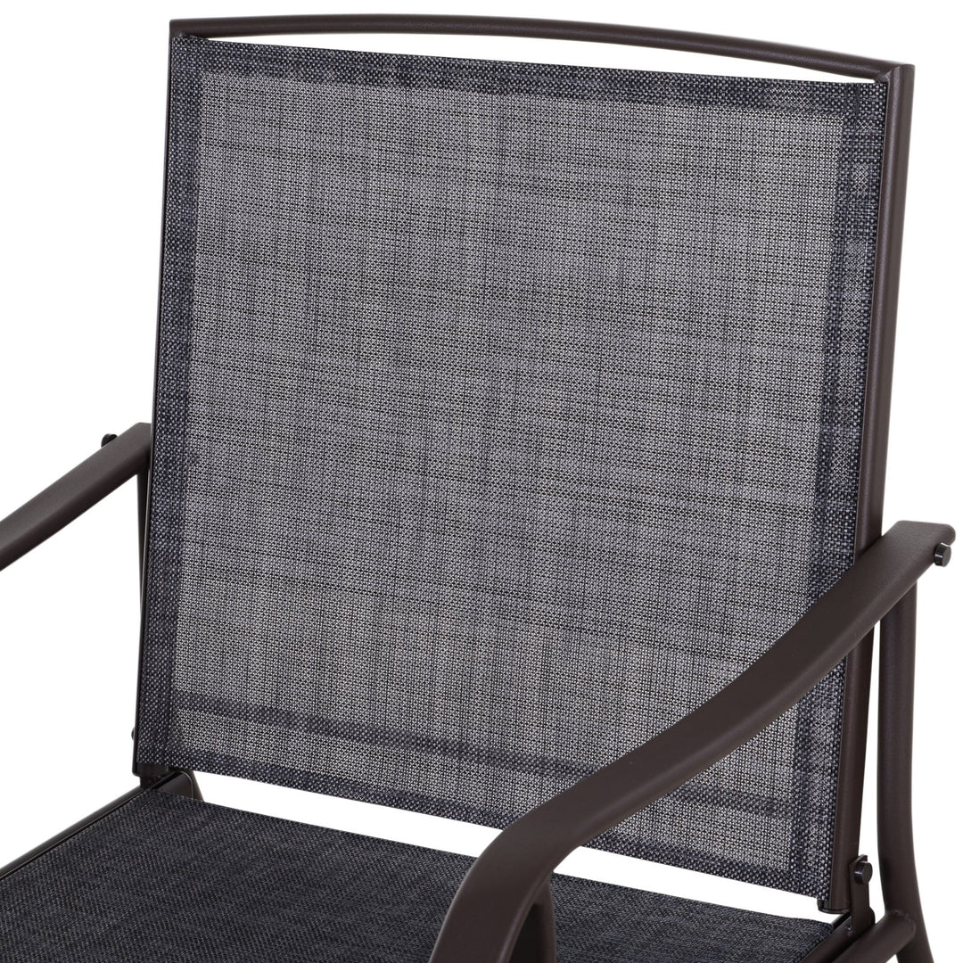 3pc Rocker Glider Bistro Seat Chairs w Table for Patio Backyard Garden Deck Porch, Brown & Grey