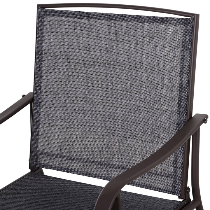 3pc Rocker Glider Bistro Seat Chairs w Table for Patio Backyard Garden Deck Porch, Brown & Grey