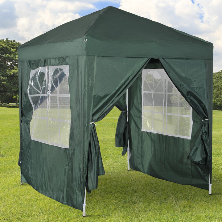 6.6’ x 6.6’ Pop-Up Portable Event Party Wedding Tent Gazebo Canopy w/ 4 Walls, Windows - Green