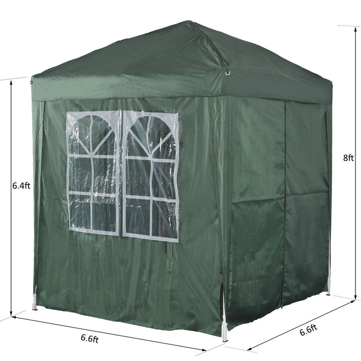 6.6’ x 6.6’ Pop-Up Portable Event Party Wedding Tent Gazebo Canopy w/ 4 Walls, Windows - Green