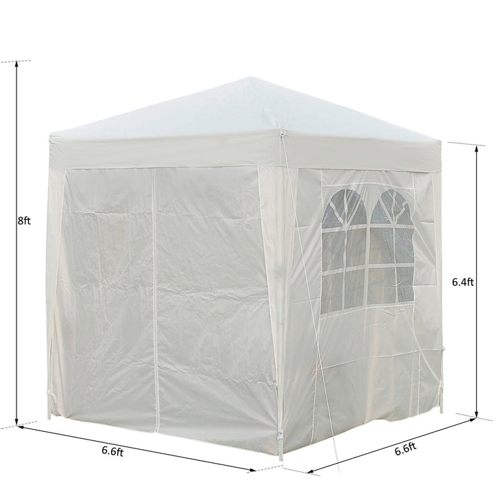 6.6’ x 6.6’ Pop-Up Portable Event Party Wedding Tent Gazebo Canopy w/ 4 Walls, Windows - White
