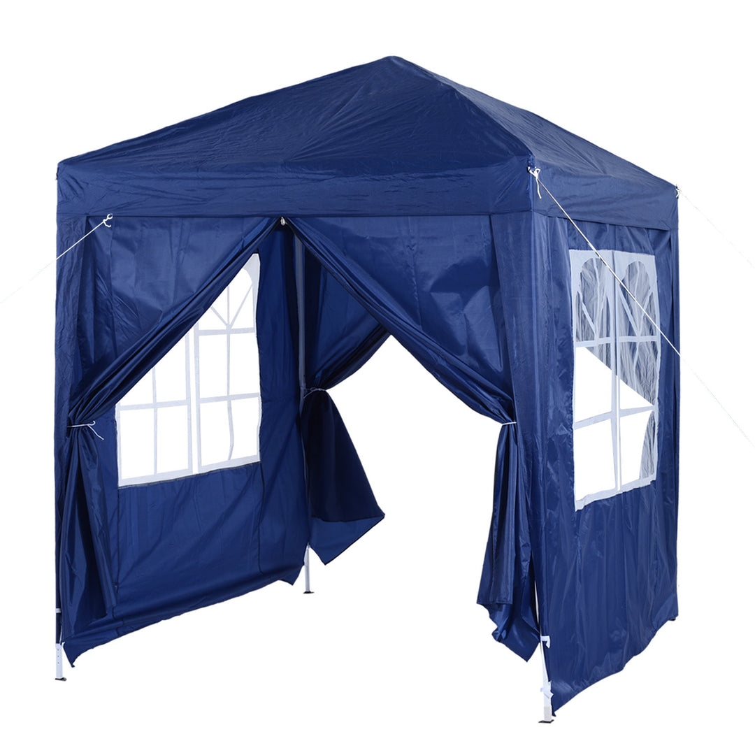 6.6’ x 6.6’ Pop-Up Portable Event Party Wedding Tent Gazebo Canopy w/ 4 Walls, Windows - Blue