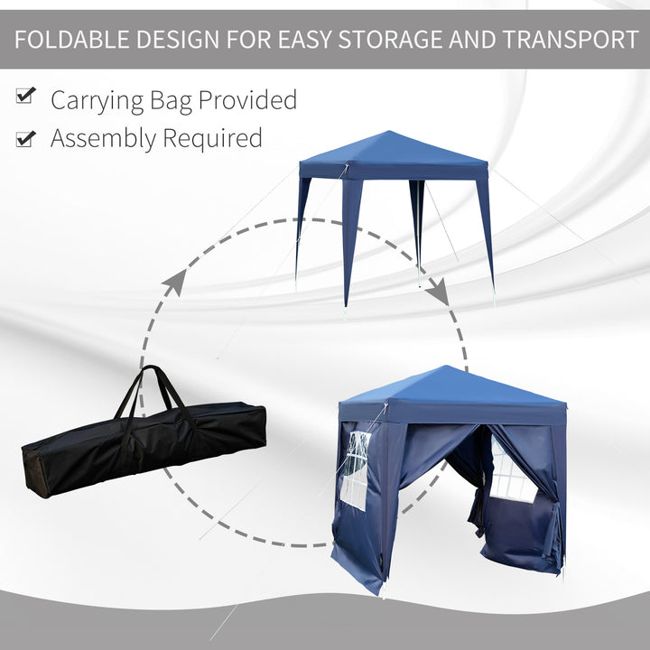 6.6’ x 6.6’ Pop-Up Portable Event Party Wedding Tent Gazebo Canopy w/ 4 Walls, Windows - Blue