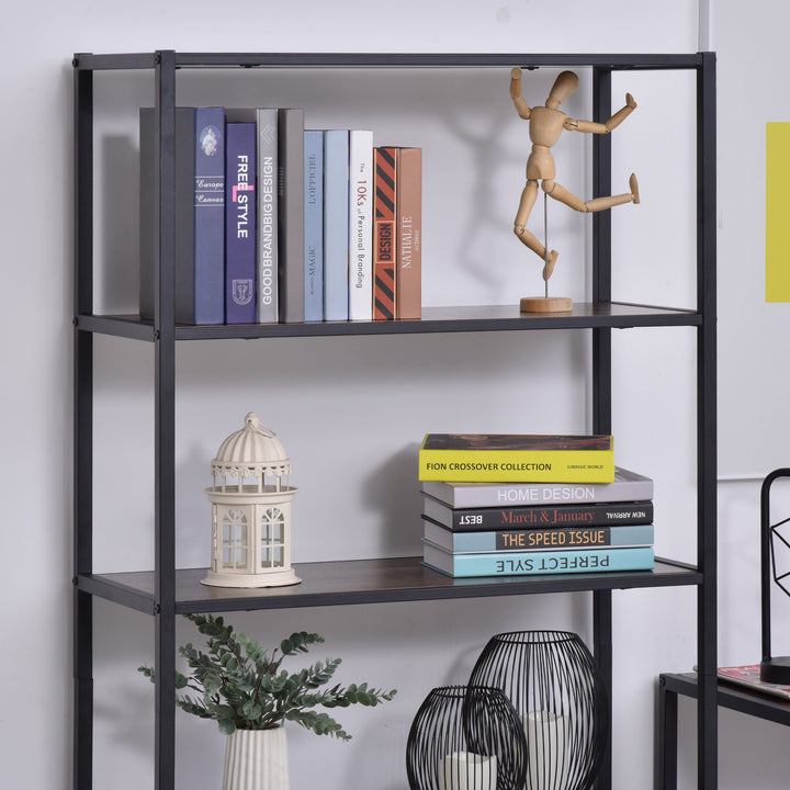 Contemporary Wall Unit w/ Shelves and Cupboard - Black and Brown