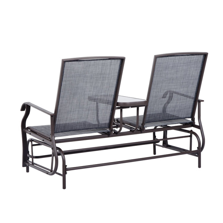 2-Person Outdoor Loveseat Glider Rocking Chair Rocker for Patio Deck Garden Backyard - Brown