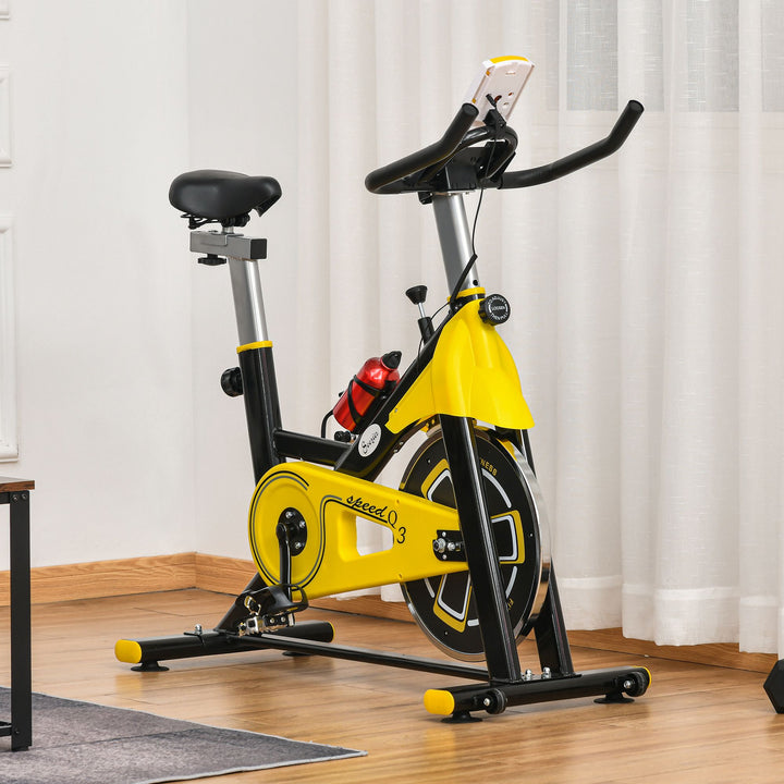 Exercise Bike w/ LCD Monitor - Yellow and Black