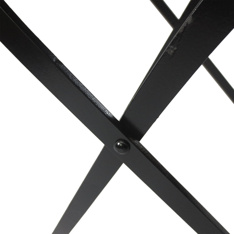 3pc Metal Bistro Set w/ Mosaic Stone, Folding Chairs for Patio Deck Cafe Balcony Porch - Black