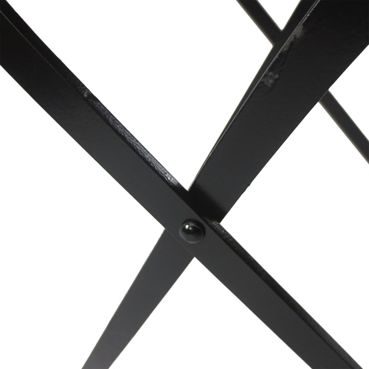 3pc Metal Bistro Set w/ Mosaic Stone, Folding Chairs for Patio Deck Cafe Balcony Porch - Black