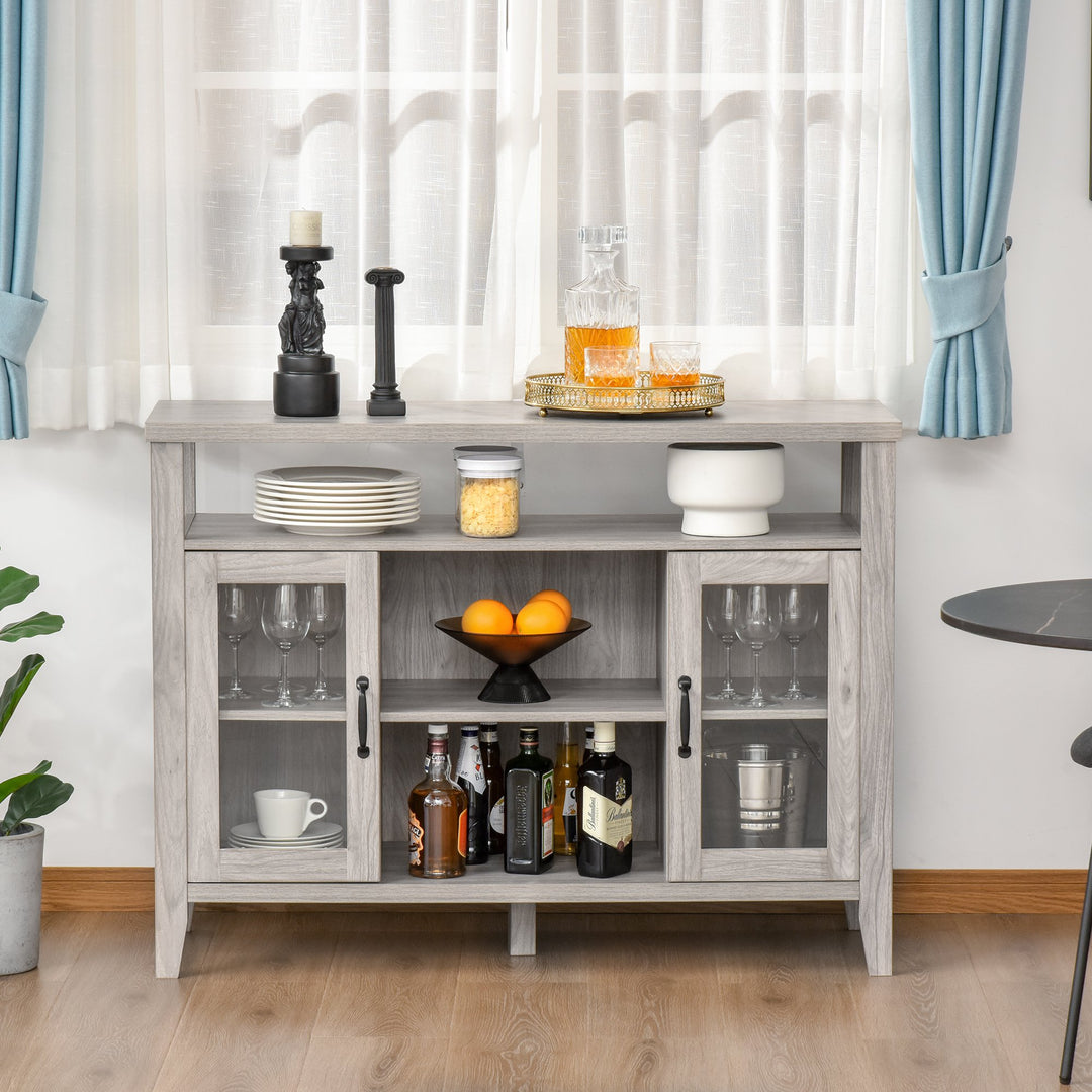 Rustic Sideboard Indoor Kitchen Storage Buffet Cabinet Cupboard & Hutch for Dining Room - Grey