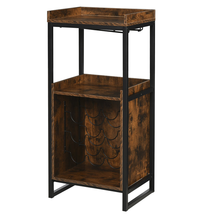 Industrial Bar Cabinet w/ Wine Rack - Brown