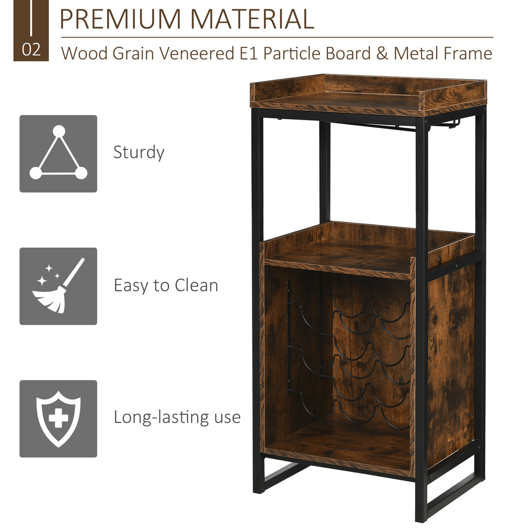 Industrial Bar Cabinet w/ Wine Rack - Brown