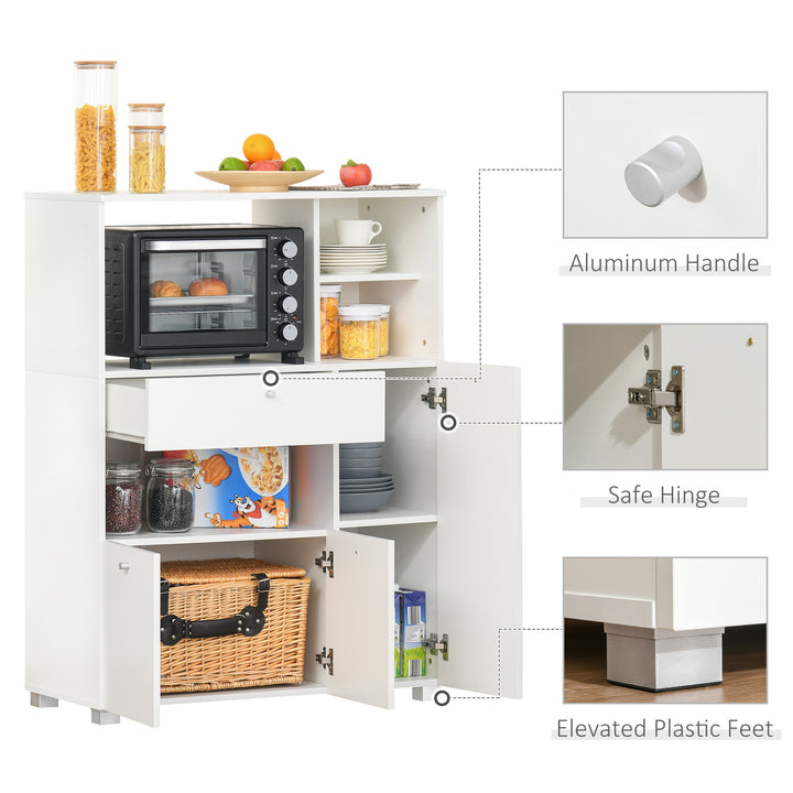 Compact Kitchen Pantry w/ Microwave Stand - White