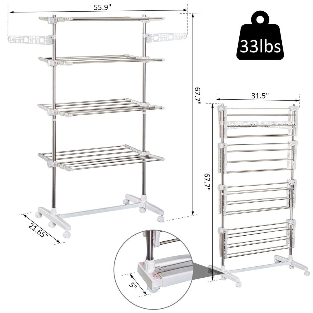 4-Tier Laundry Rack - Silver