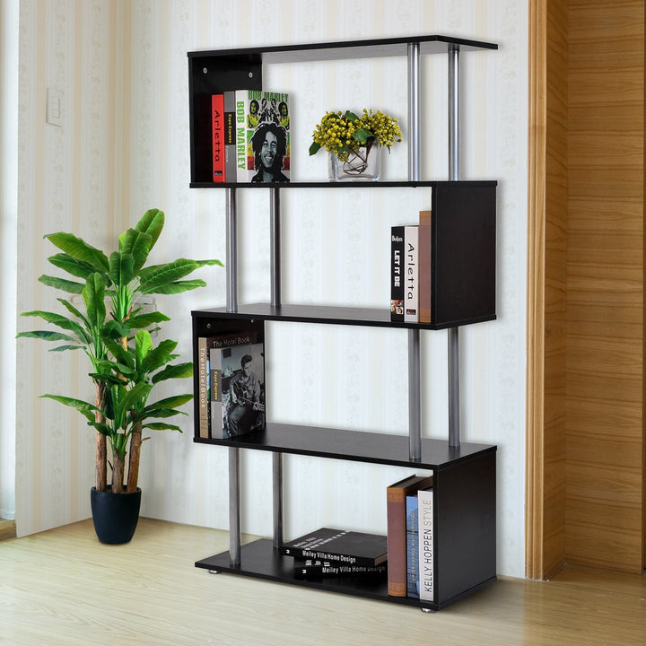 4-Tier S Bookshelf - Black