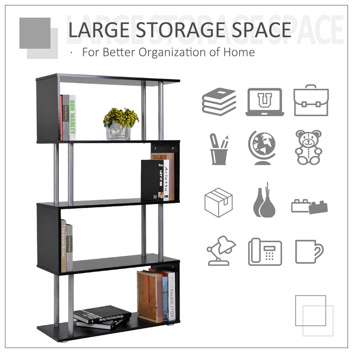 4-Tier S Bookshelf - Black