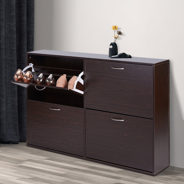 Flip-Down Hidden Shoe Rack - Dark Brown