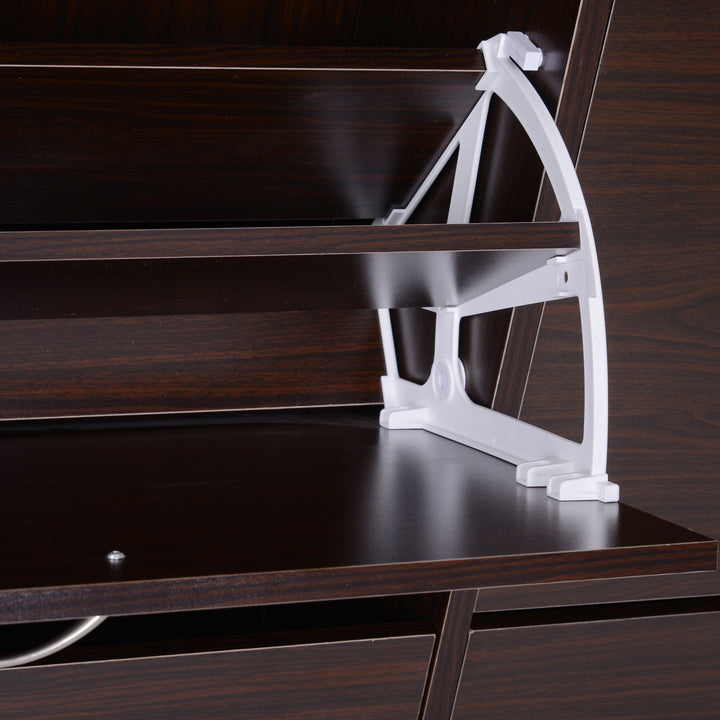 Flip-Down Hidden Shoe Rack - Dark Brown