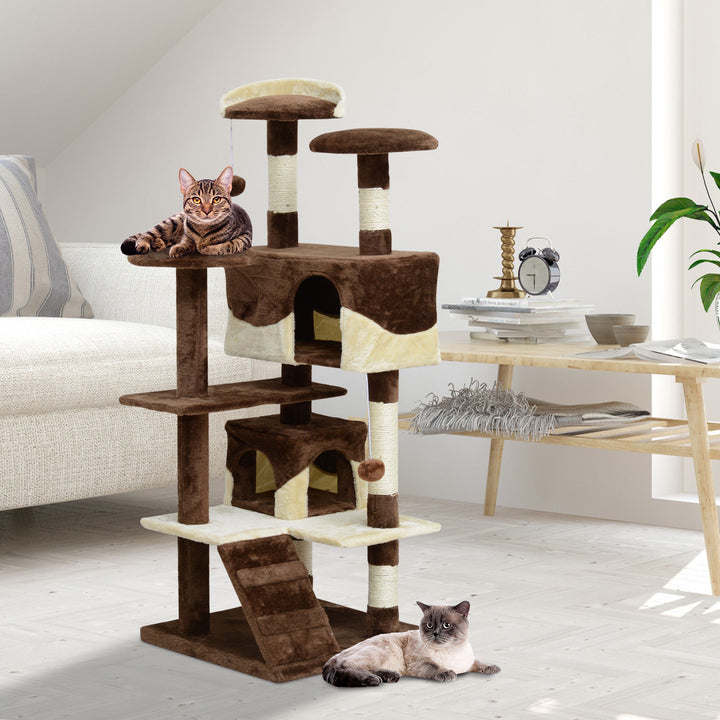 52" Multi-Level Cat Tree - Brown and Beige