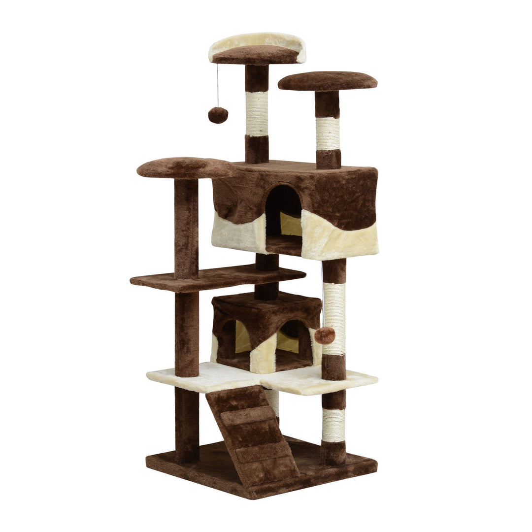 52" Multi-Level Cat Tree - Brown and Beige