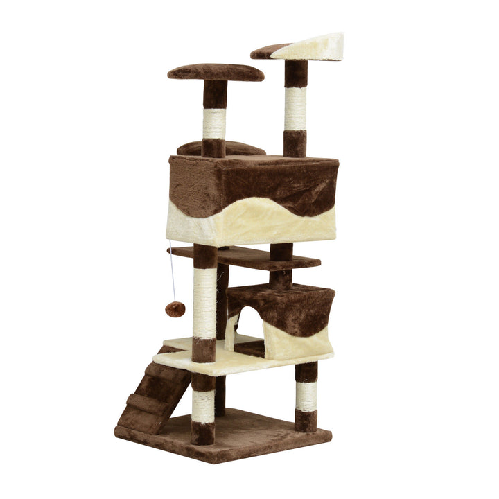 52" Multi-Level Cat Tree - Brown and Beige