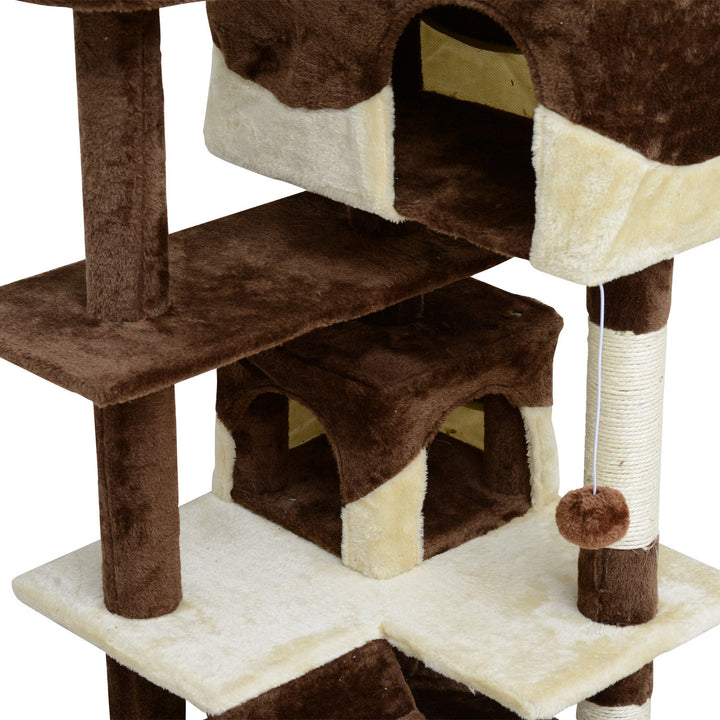 52" Multi-Level Cat Tree - Brown and Beige