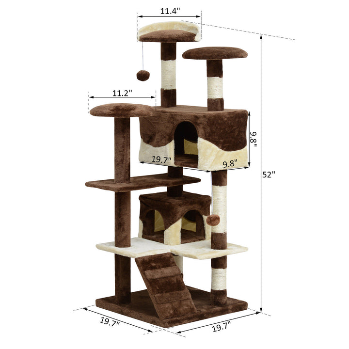 52" Multi-Level Cat Tree - Brown and Beige
