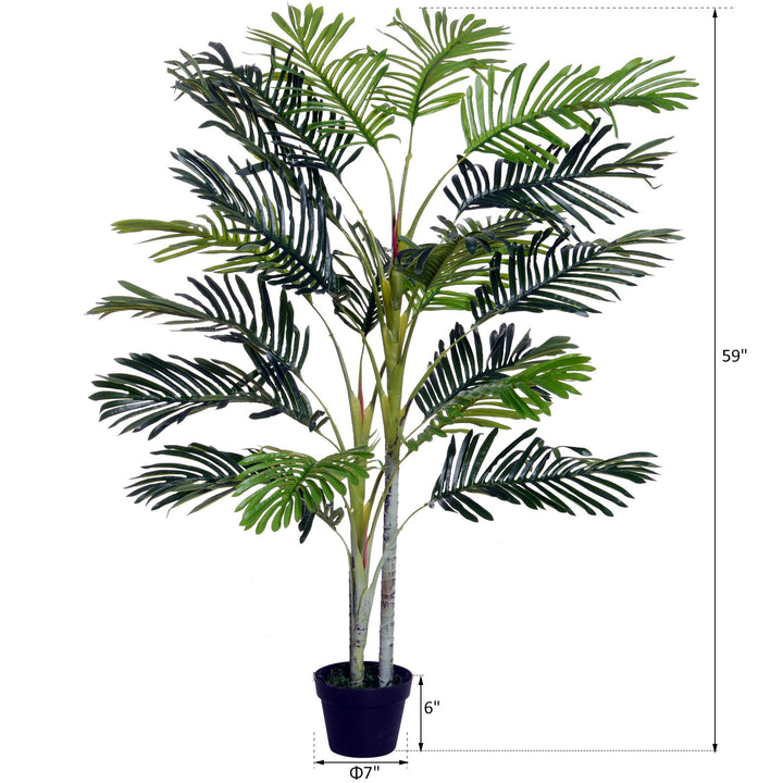 59” Artificial Realistic Tropical Indoor Outdoor Palm Tree Plant for Home Office Décor - Green