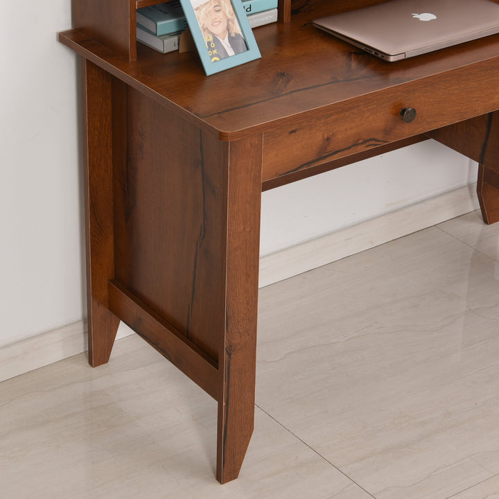 Classic Secretary Student Office Computer Desk Table w/ Hutch Shelf, Storage, Drawers - Brown
