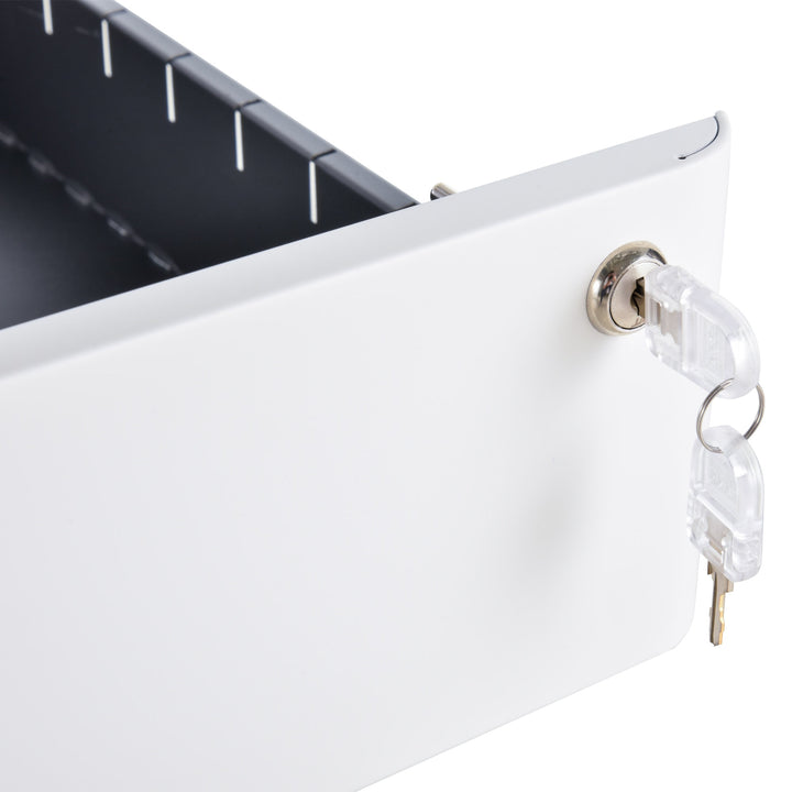 Modern 3-Drawer Lockable Under Desk Filing Storage Cabinet on Castors for Home Office - White