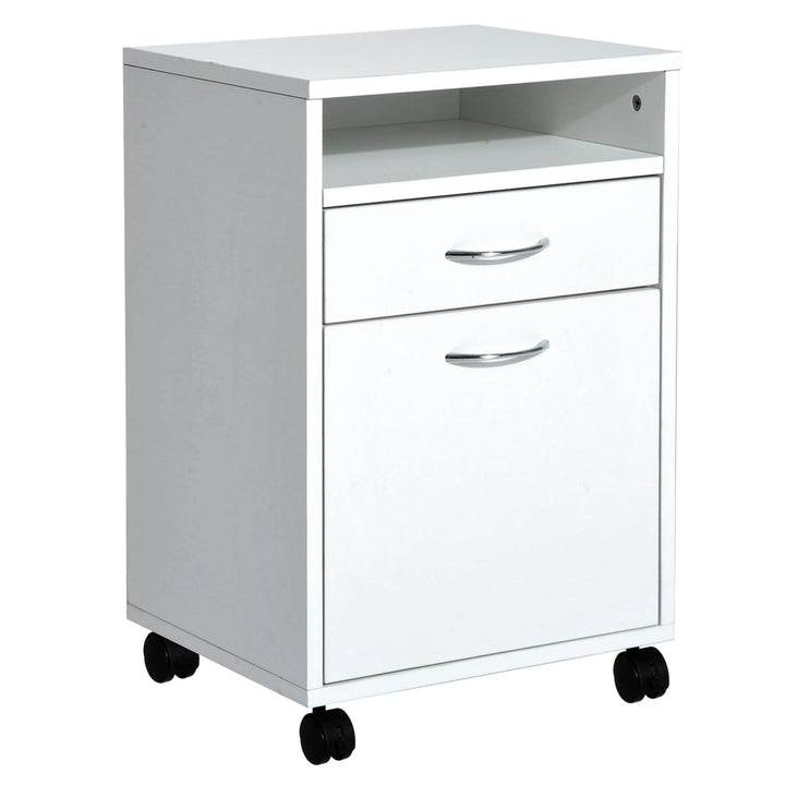 Printer Stand Cabinet w/ Drawer for Home Office - White