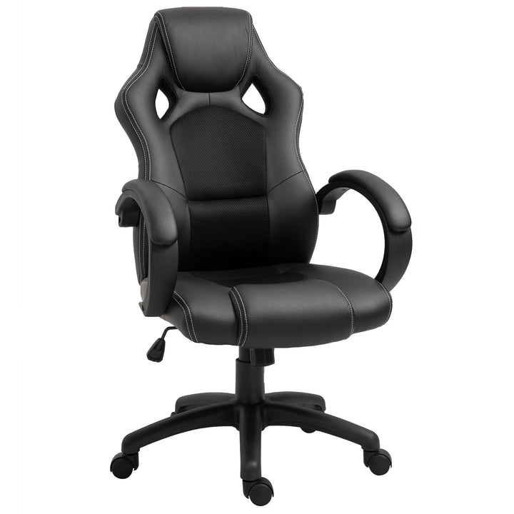 Racecar Style Faux Leather Office Chair - Black