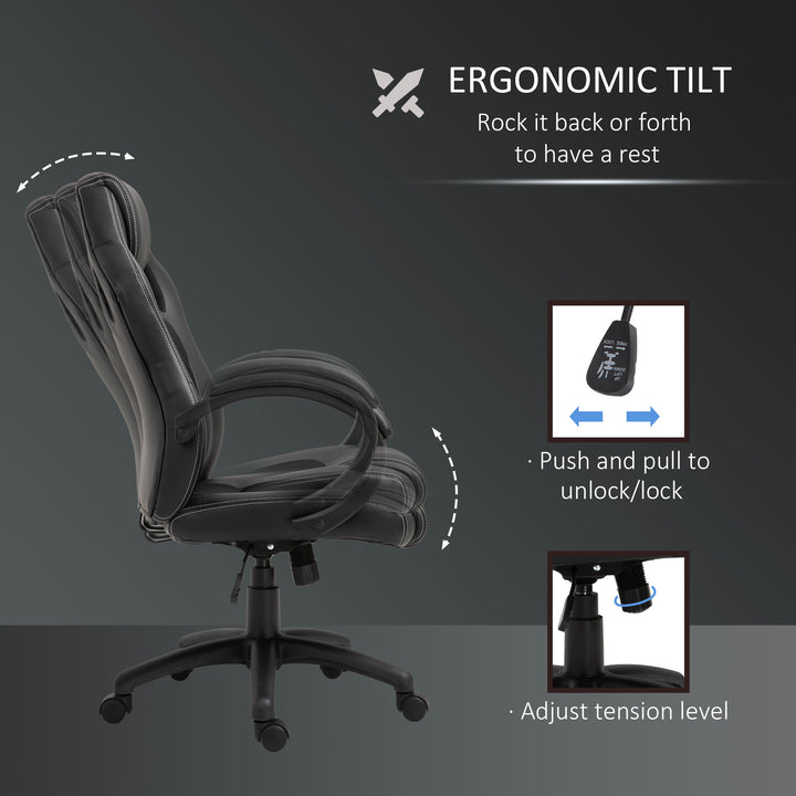 Racecar Style Faux Leather Office Chair - Black