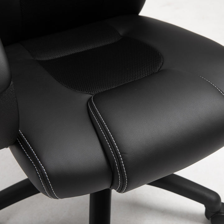 Racecar Style Faux Leather Office Chair - Black