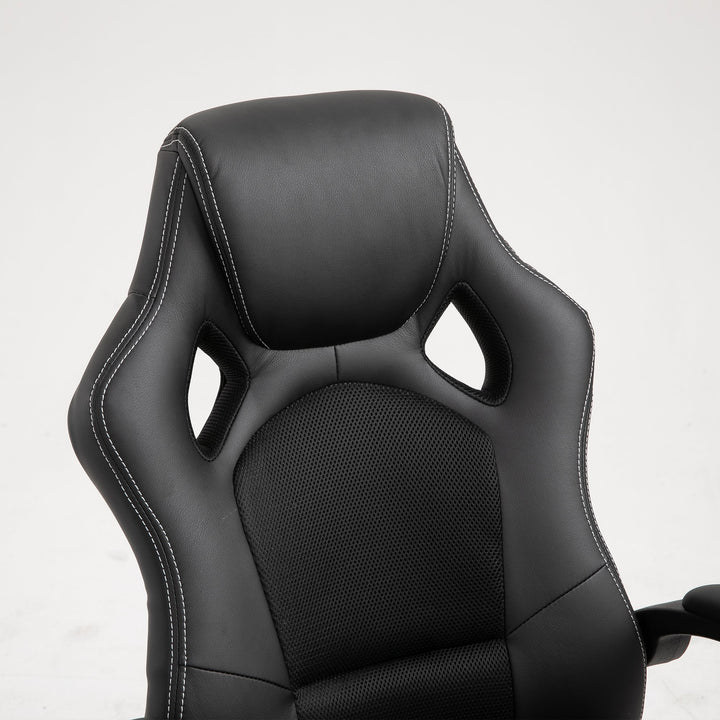 Racecar Style Faux Leather Office Chair - Black