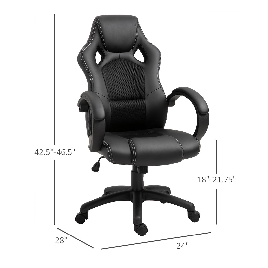 Racecar Style Faux Leather Office Chair - Black