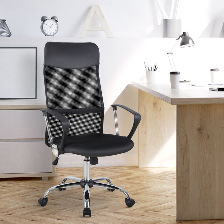 Sleek High-Back Mesh Office Chair - Black