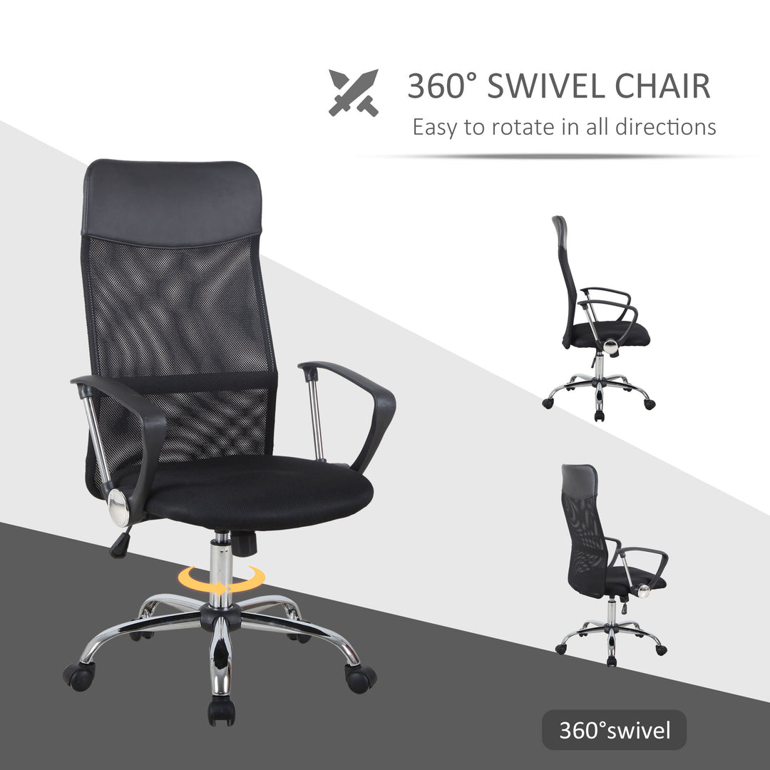 Sleek High-Back Mesh Office Chair - Black