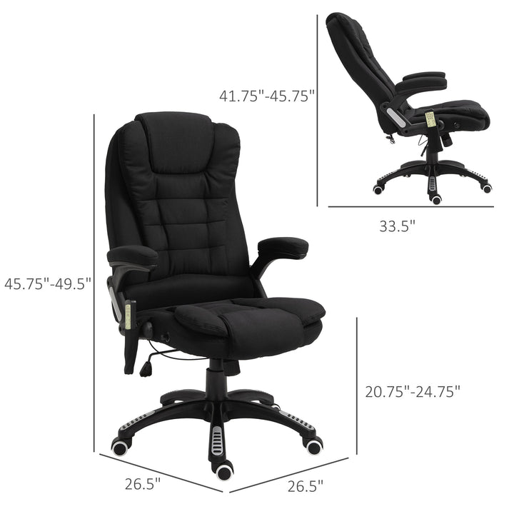 Executive Ergonomic High-Back Massage Vibrating Computer Linen-Style Home Office Chair - Black
