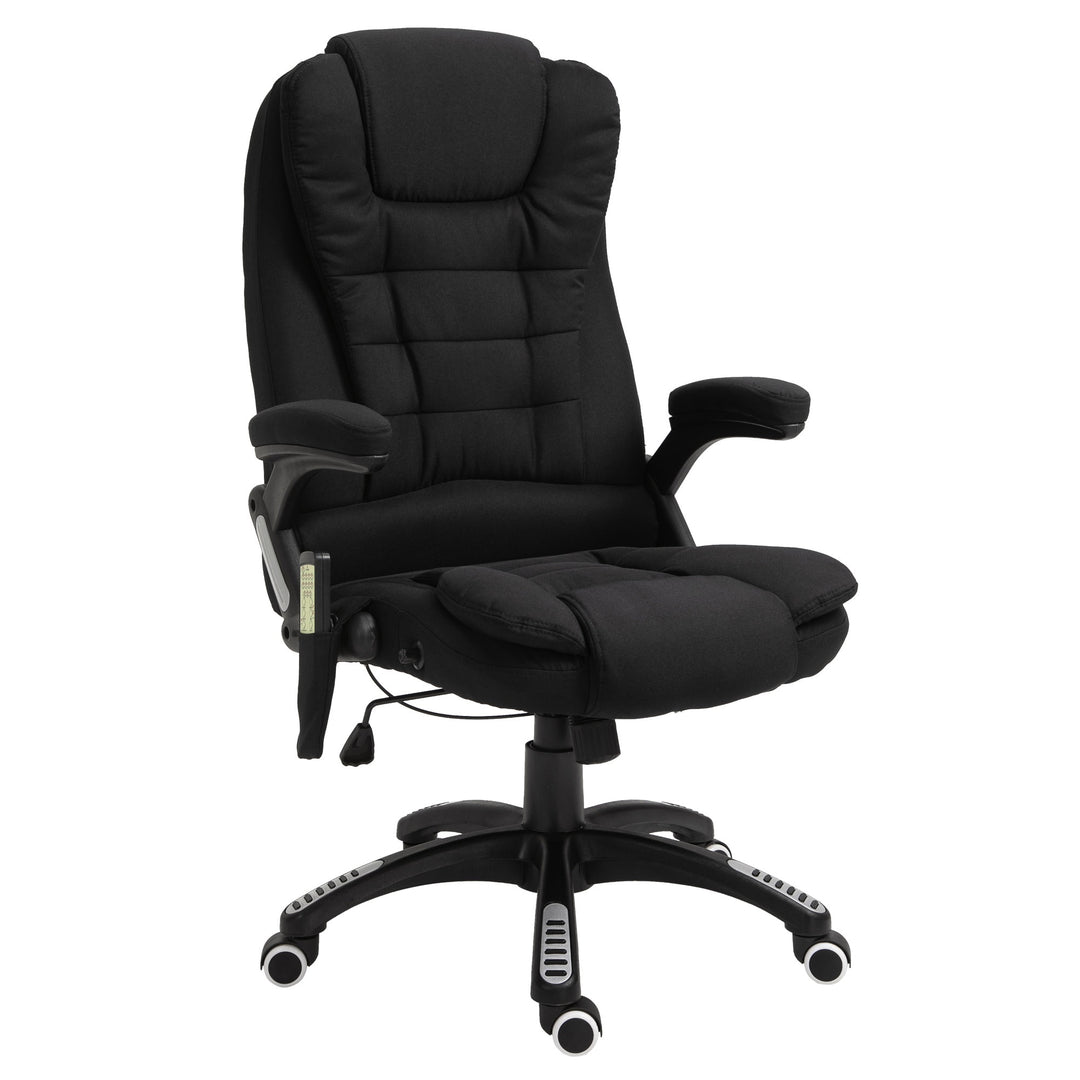 Executive Ergonomic High-Back Massage Vibrating Computer Linen-Style Home Office Chair - Black