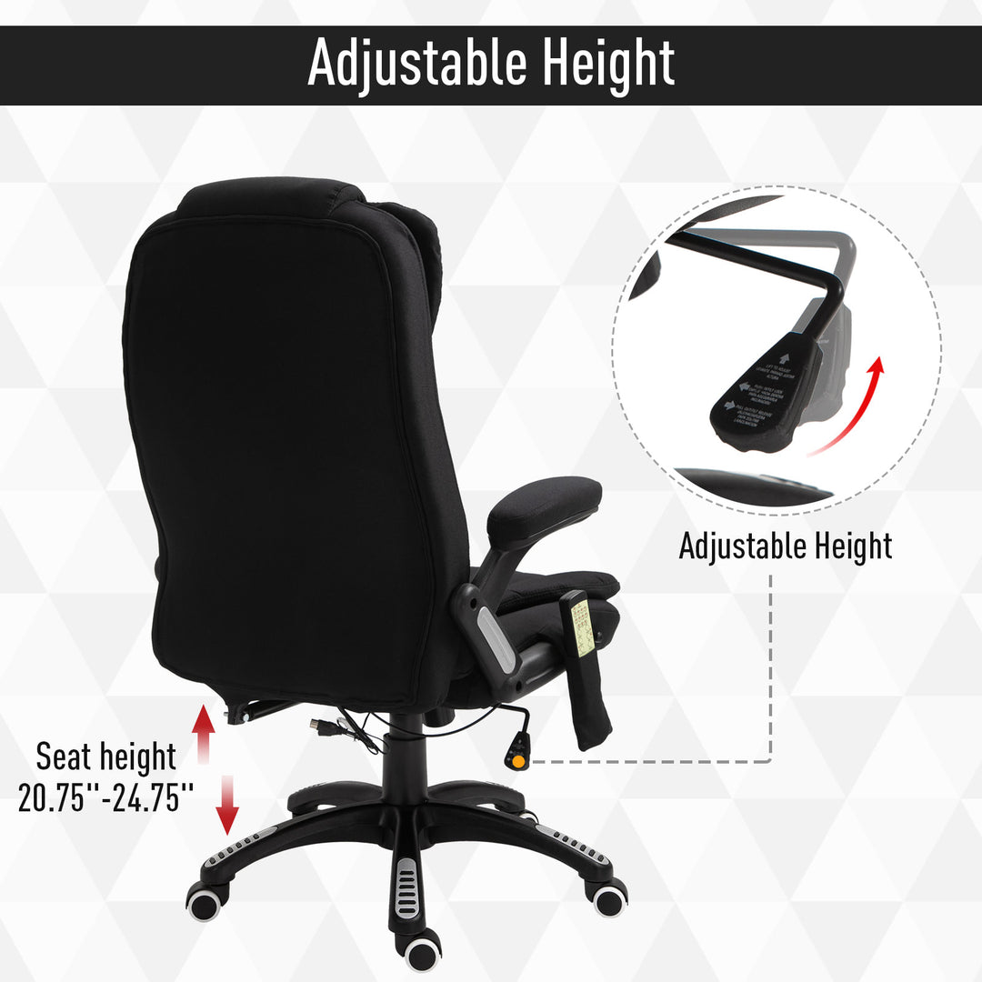 Executive Ergonomic High-Back Massage Vibrating Computer Linen-Style Home Office Chair - Black