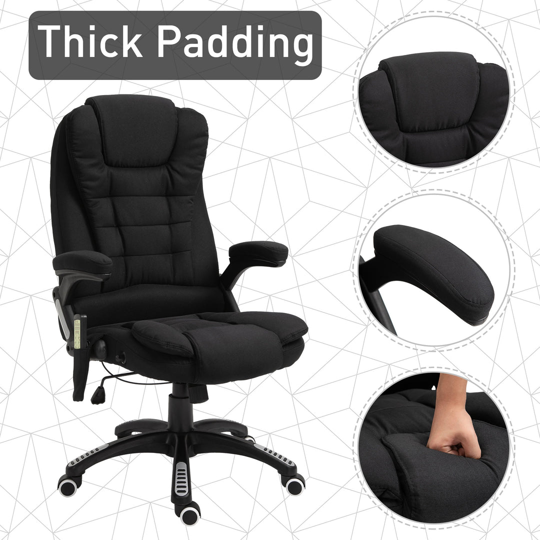 Executive Ergonomic High-Back Massage Vibrating Computer Linen-Style Home Office Chair - Black