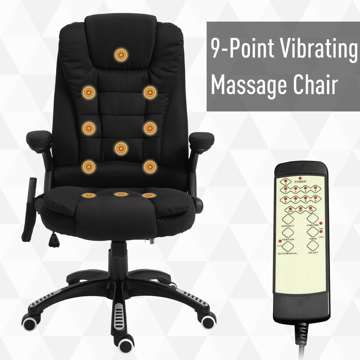 Executive Ergonomic High-Back Massage Vibrating Computer Linen-Style Home Office Chair - Black