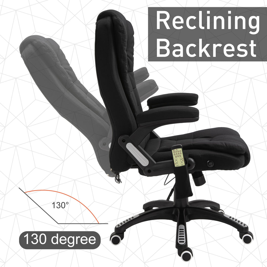 Executive Ergonomic High-Back Massage Vibrating Computer Linen-Style Home Office Chair - Black
