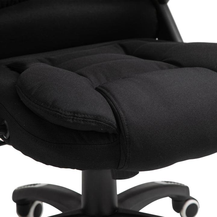 Executive Ergonomic High-Back Massage Vibrating Computer Linen-Style Home Office Chair - Black
