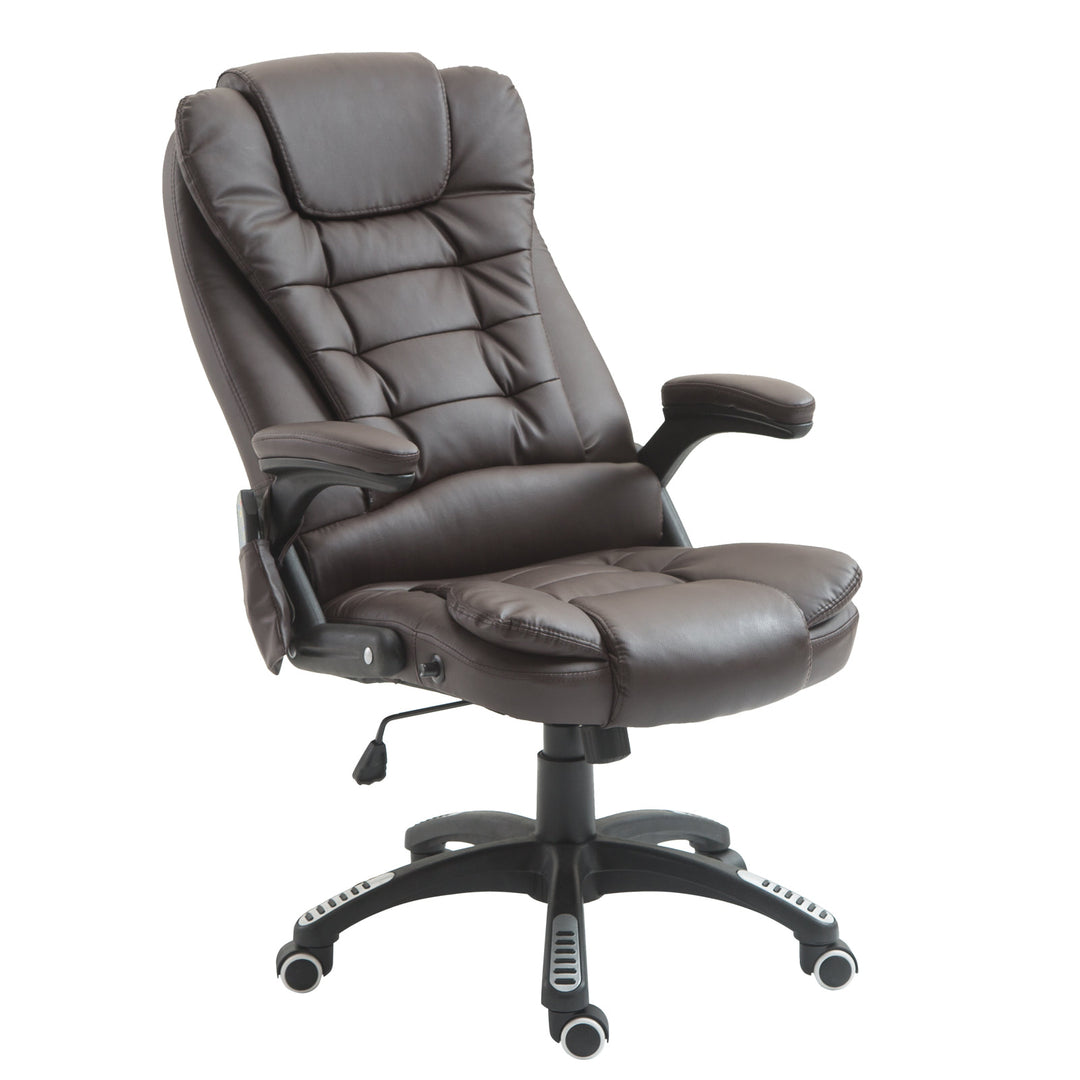 Executive High-Back Faux Leather Massaging Office Chair - Brown