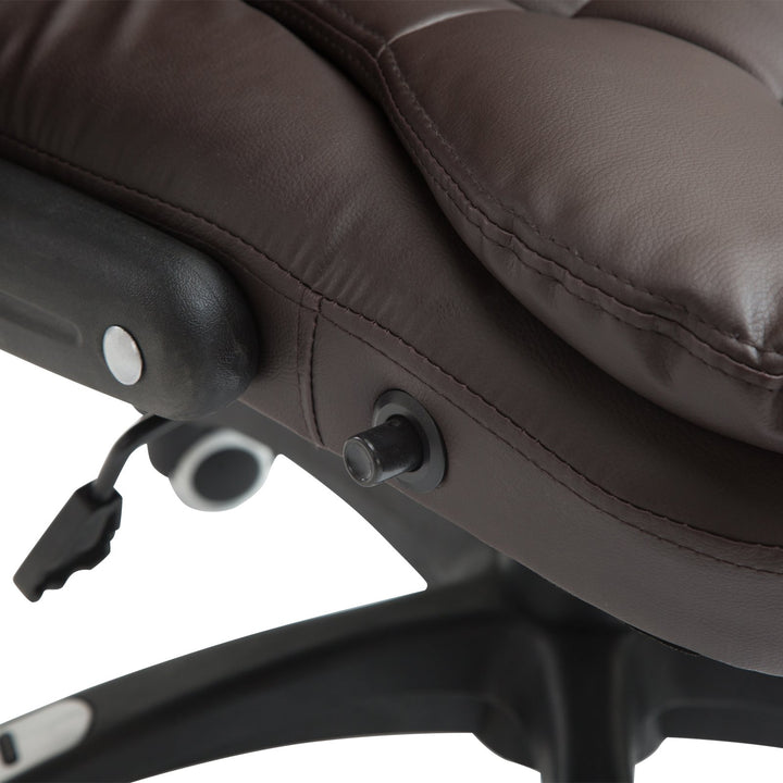 Executive High-Back Faux Leather Massaging Office Chair - Brown
