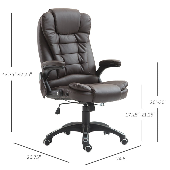 Executive High-Back Faux Leather Massaging Office Chair - Brown