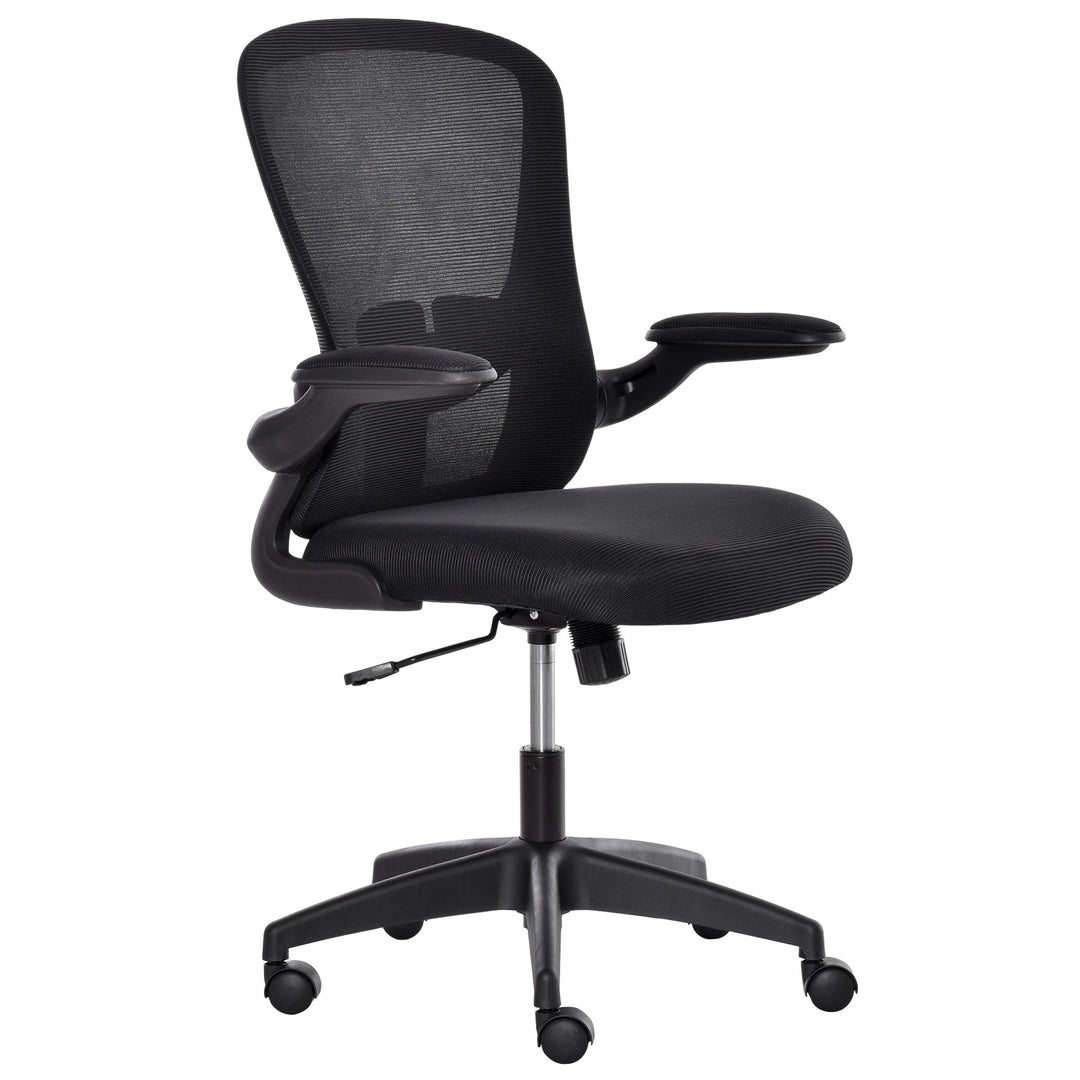 Mesh Office Chair with Lumbar Support and Flip-up Armrests - Black