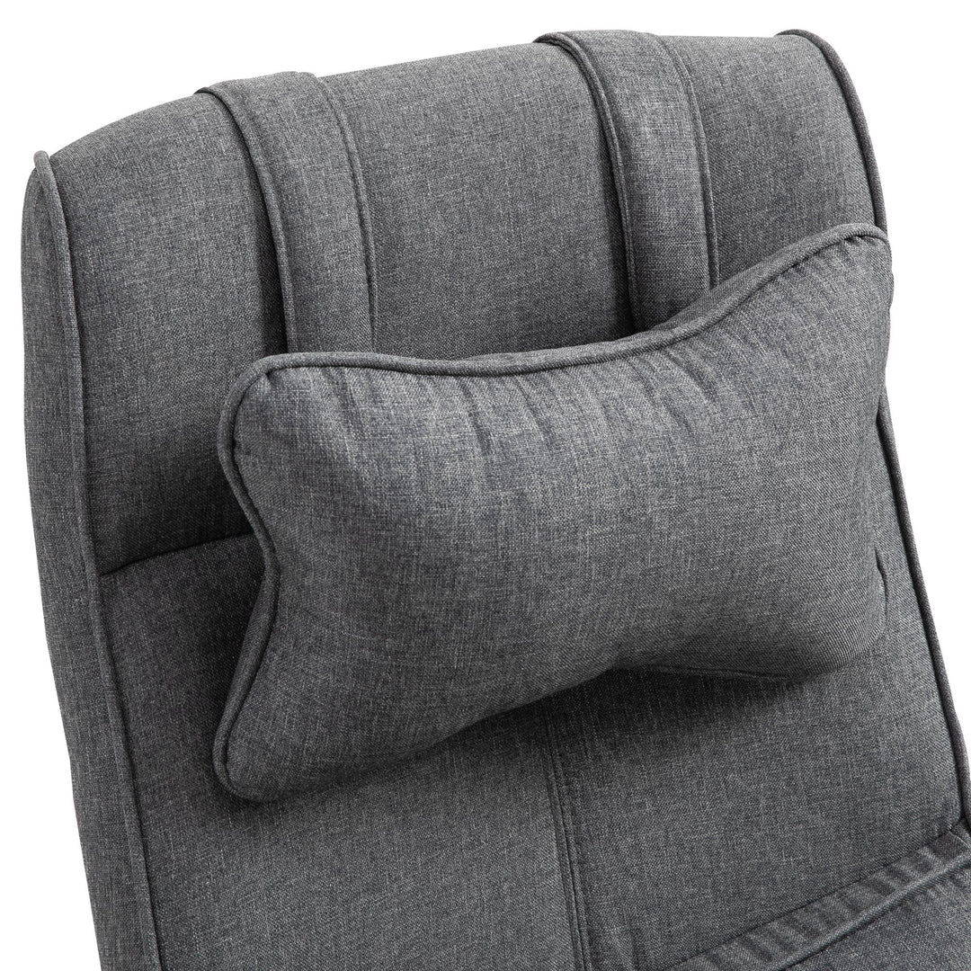 Linen Executive Office Chair with Headrest, Lumbar Support and Footrest - Grey